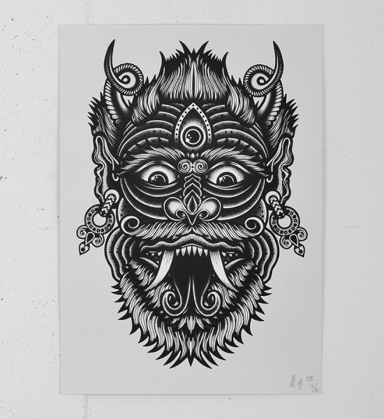 Tom Gilmour Archfiend screen print tattoo skull serigraphie graffiti street art urbain london