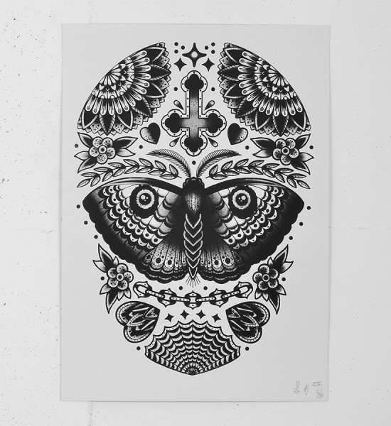 Tom Gilmour balance & gloom screen print tattoo skull serigraphie graffiti street art urbain london