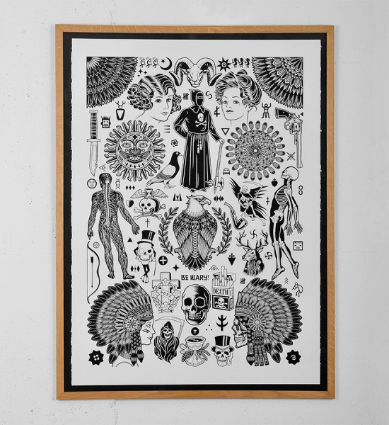 mike giant tom gilmour ritual screen print giantone tattoo rebel8 original artwork pencil serigraphie illustration pencil