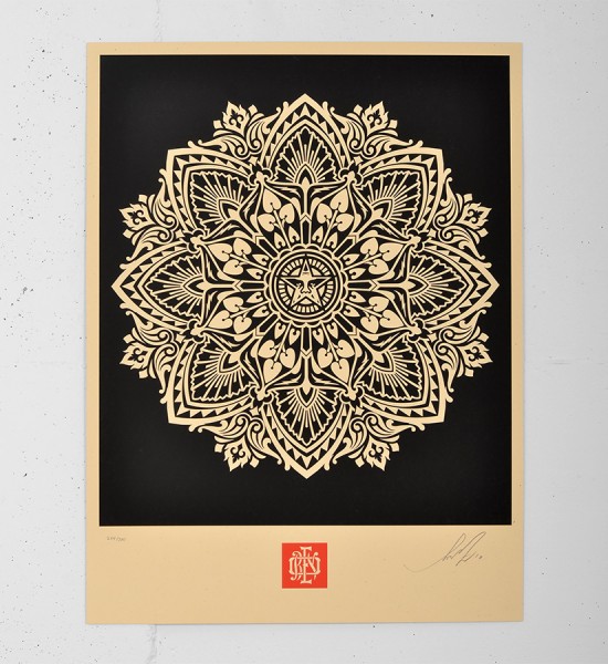 obey mandala ornament 2 black screen print shepard fairey serigraphie graffiti street art urbain 1