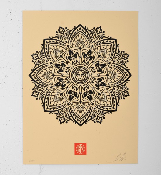 obey mandala ornament 2 cream screen print shepard fairey serigraphie graffiti street art urbain 1