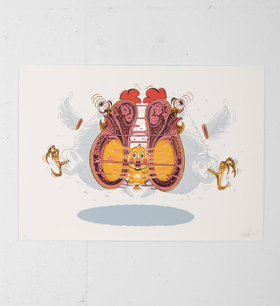 nychos chicken dance screen print serigraphie graffiti street art urbain Rabbit Eye Movement the weird