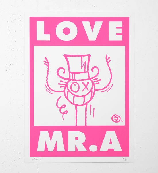 Andre_Saraiva_love mr A monsieurA_mrA_serigraphie_screen print_rose_pink_street art urbain graffiti sold art soldart gallery