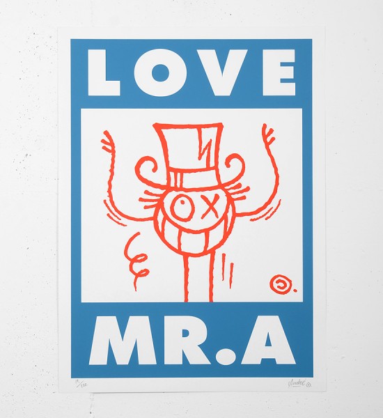 Andre_saraiva_screen print serigraphie_blue_red_art_le baron paris monsieurA_mrA_monsieur A Mr A sold art galerie soldart gallery