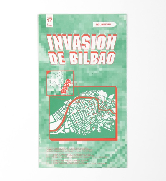 Entitled "Invasion de Bilbao", this map by Invader was made in 2008. Format : 23,4 x 16,5 inches (59,5 x 42 cm).