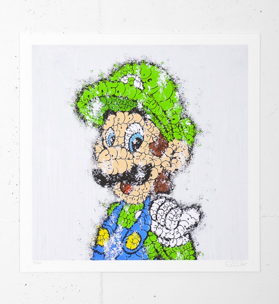Entitled "Luigi", this giclee print by Tilt is an edition of 100 + 15 artist's proof. Made in august 2012, it is signed and numbered 100/100 by the artist. Format : 17 x 17 inches (43 x 43 cm). The work is sold unframed.