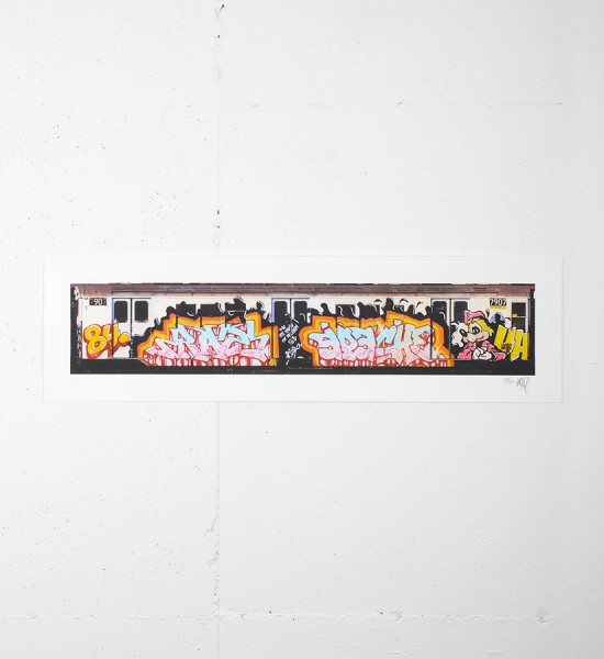 This print by Seen is an edition of 50. It is signed and numbered by the artist. Format : 40 x 11,2 inches (101,8 x 28,7 cm). The work is sold unframed.