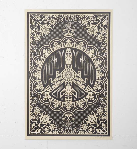 Entitled "Peace bomber (offset)", this offset print by Shepard Fairey (Obey) is an open edition. Made in april 2009 it is signed by the artist. Format : 24 x 35,8 inches (61 x 91 cm). The work is sold unframed.