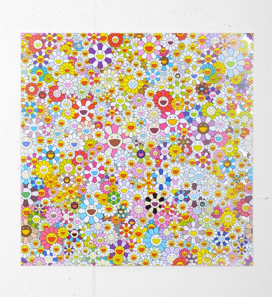 Entitled "Flowers Blooming in the World and the Land of Nirvana 5", this offset print by Takashi Murakami is an edition of 300. Made in 2013, it is signed and numbered by the artist. Format : 19,6 x 19,6 inches (50 x 50 cm). The work is sold unframed.