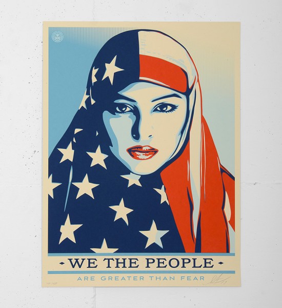 Entitled "Greater than fear", this screen print by Shepard Fairey (Obey) is an edition of 450. Made in 2017, it is signed and numbered by the artist. Format : 18 x 24 inches (46 x 61 cm). The work is sold unframed.