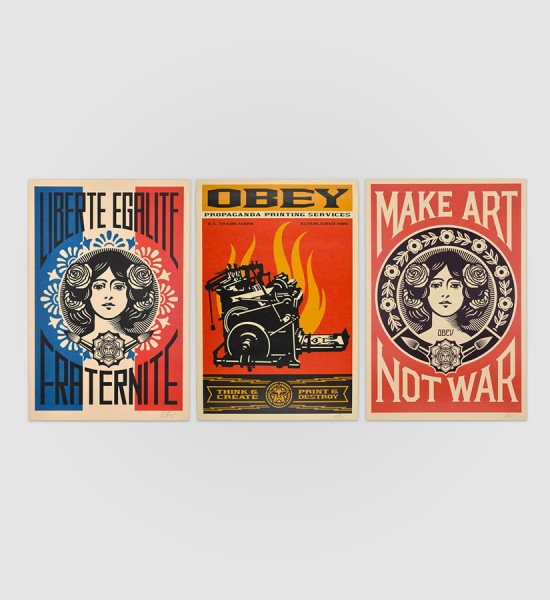 shepard fairey obey giant Liberte egalite fraternite Print and destroy Make Art not war artwork offset print oeuvre art 2019 open edition