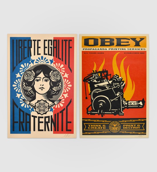 shepard fairey obey giant Print and destroy and Liberte egalite fraternite artwork offset print oeuvre art 2019 open edition