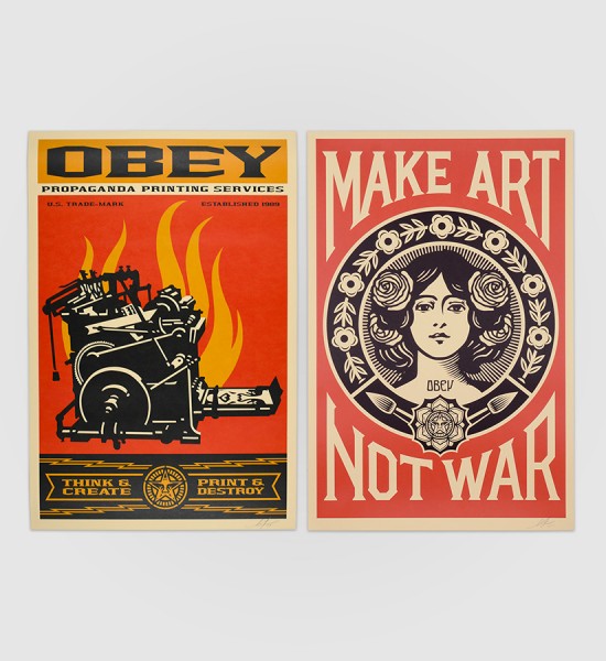 shepard fairey obey giant Print and destroy and make art not war artwork offset print oeuvre art 2019 open edition
