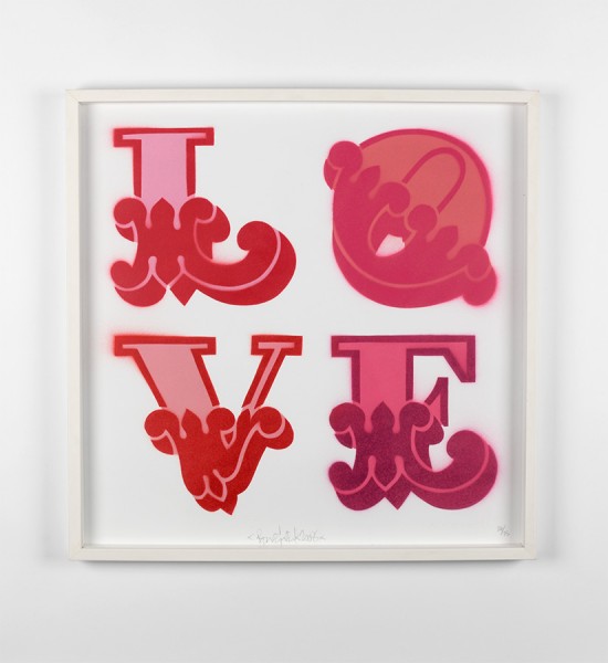 Ben Eine-love-pink-rose-version-artwork-oeuvre-art-2008-stencil-pochoir-print-limited-edition-25