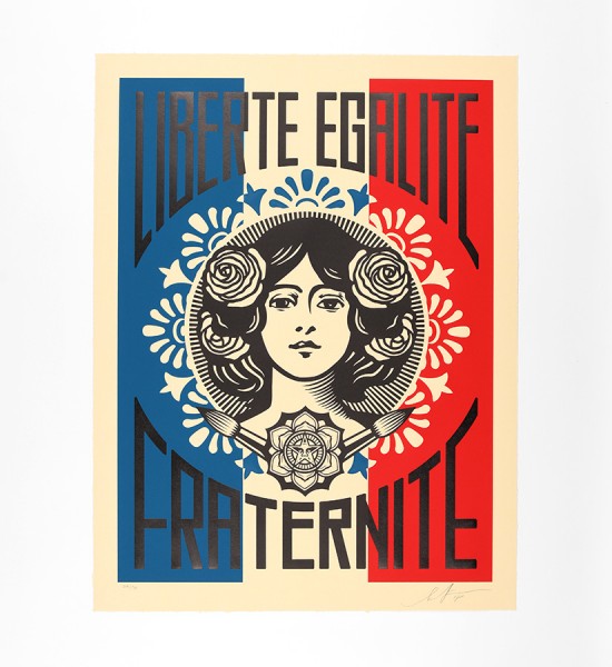 Shepard Fairey obey giant liberte egalite fraternite-artwork-oeuvre-art-2018-letterpress-print-limited-edition-90