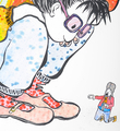 ella-pitr-la-jeune-fille-et-le-tout-petit-monsieur-24-screen-print-enhanced-original-work-of-art-oeuvre-serigraphie-rehaussee-detail1